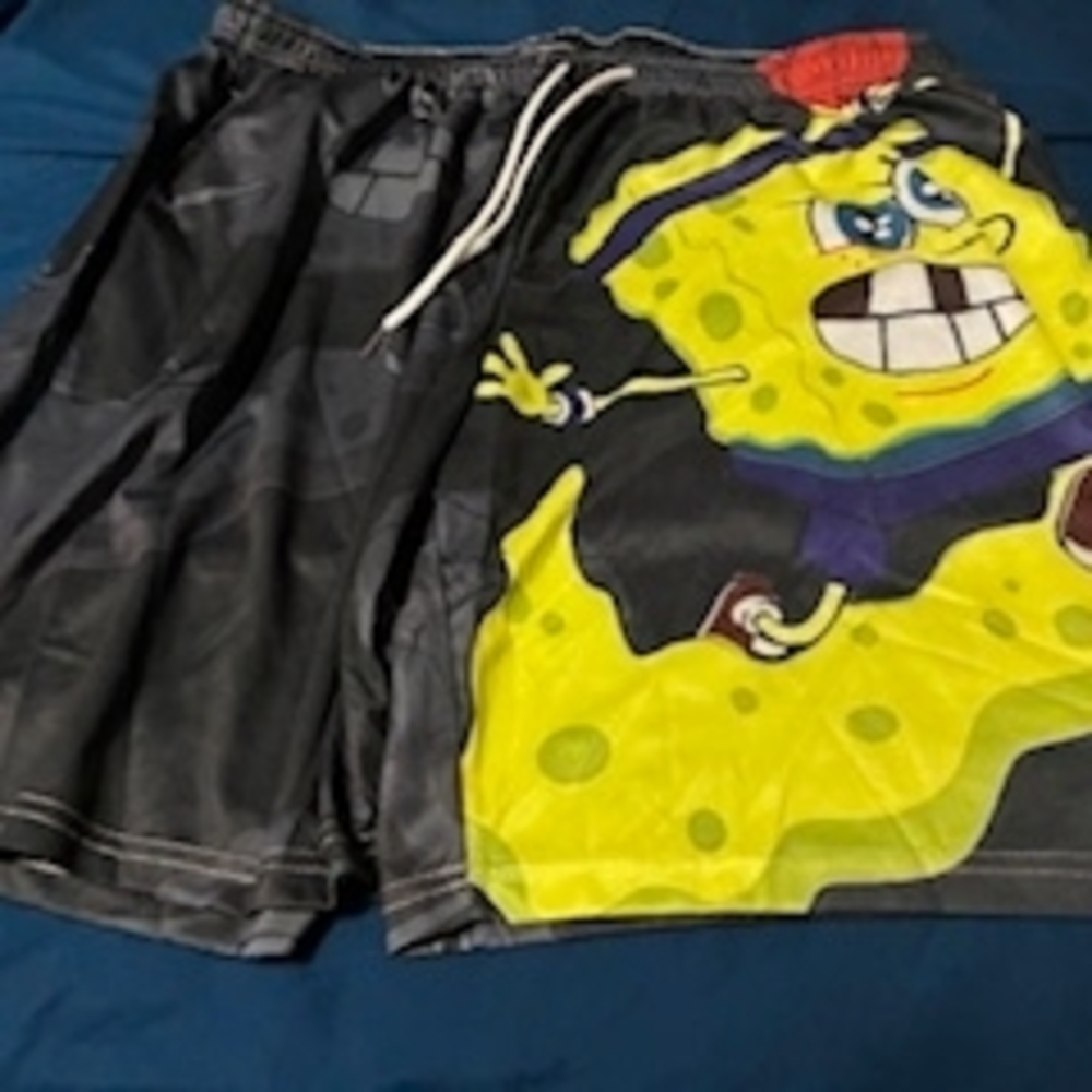 Nickelodeon Black and Yellow SpongeBob Men's Flat Front Shorts